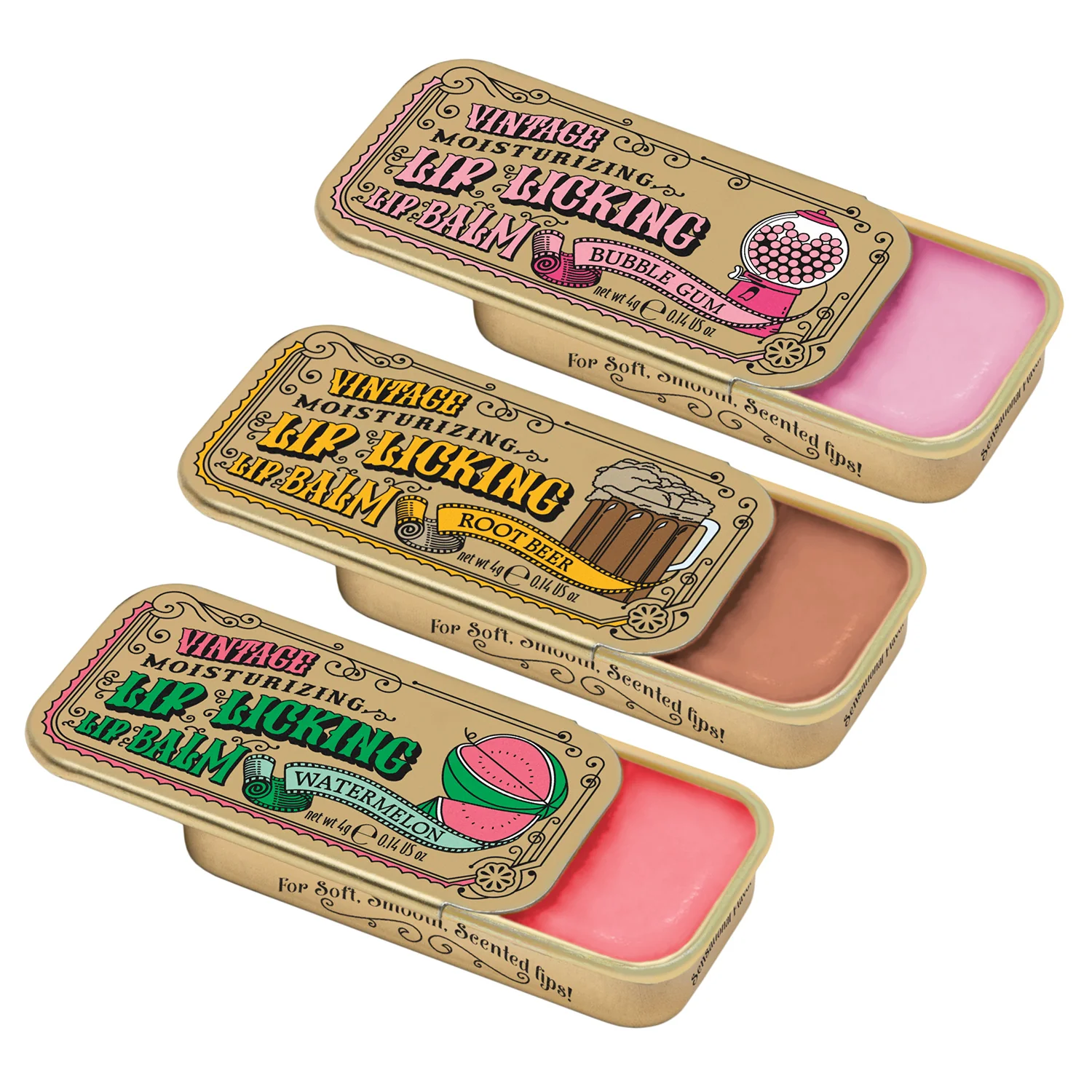 Candy Cane Lip Licking Lip Balm Kit: Watermelon, Root Beer & Bubble Gum - Image 2