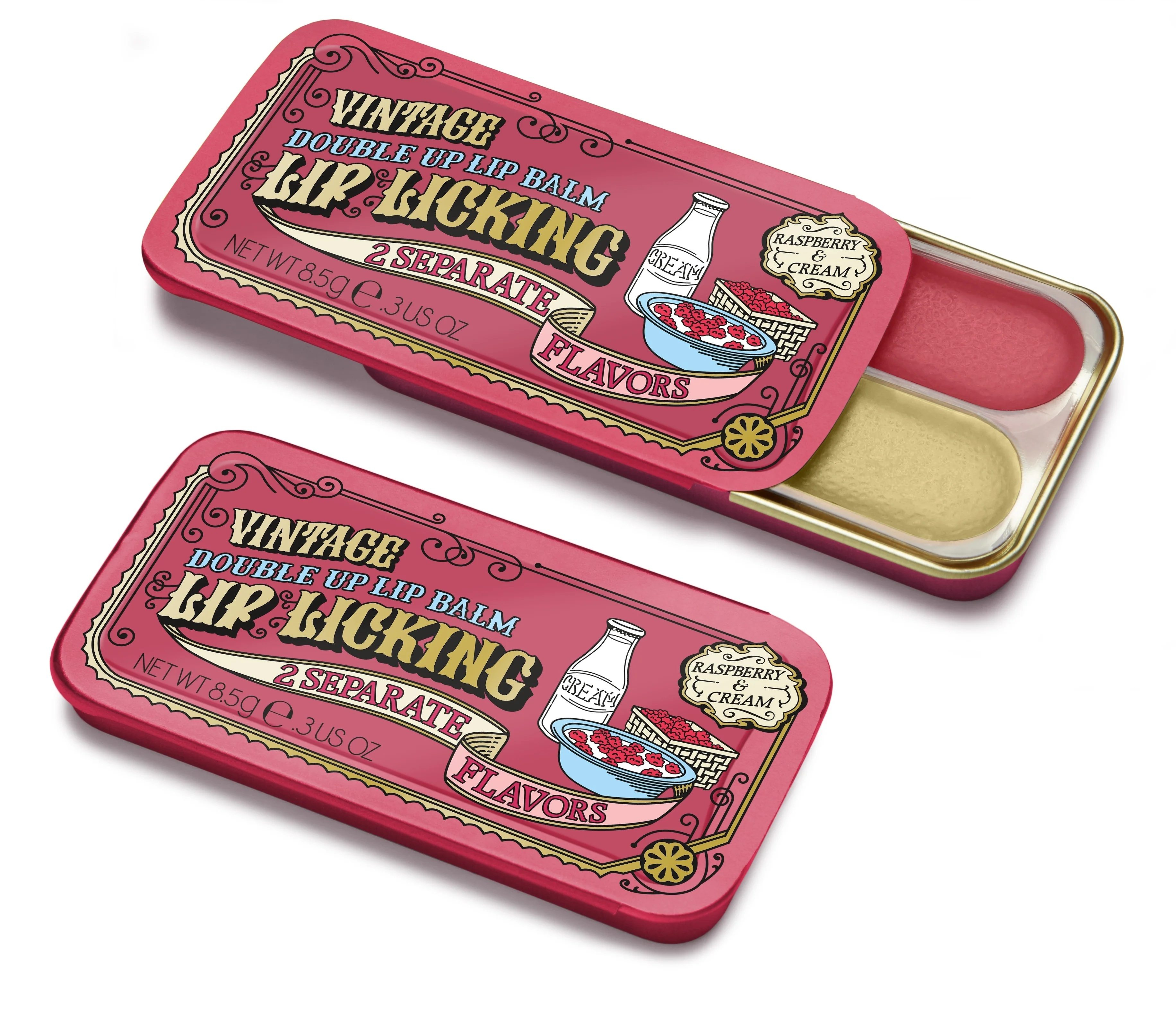 Raspberry & Cream Double Up Lip Licking Flavored Lip Balm - Image 3